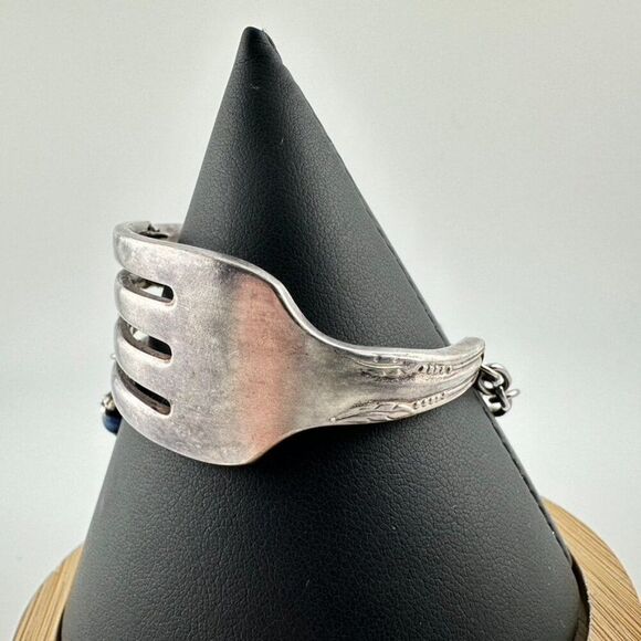 Upcycle Artisan Bracelet Silver Forks Art Deco Style size 6.5 - Picture 2 of 5